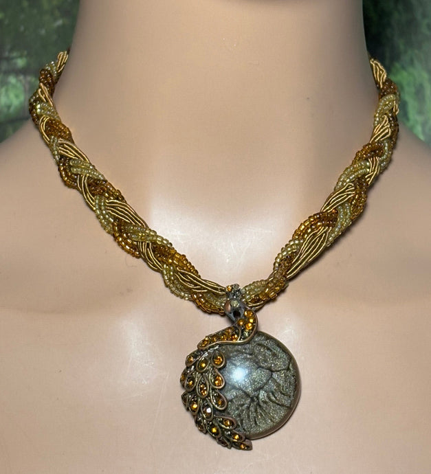 Charming Personal POWER BAND-IT Brown Beaded Braid Mystic Peacock