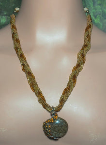 Charming Personal POWER BAND-IT Brown Beaded Braid Mystic Peacock