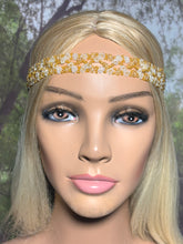Load image into Gallery viewer, Personal POWER BAND-IT Gold &amp; Clear Woven Seed Bead Flower Power