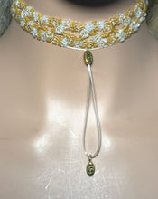 Load image into Gallery viewer, Personal POWER BAND-IT Gold &amp; Clear Woven Seed Bead Flower Power