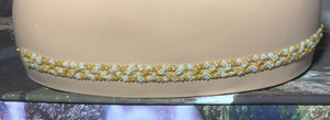 Personal POWER BAND-IT Gold & Clear Woven Seed Bead Flower Power
