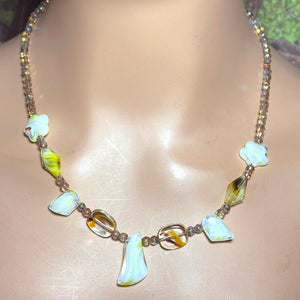 Personal POWER BAND-IT Ivory/Gold Sculpted Glass Bead Array Abstract
