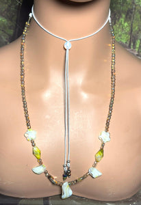Personal POWER BAND-IT Ivory/Gold Sculpted Glass Bead Array Abstract