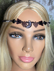Personal POWER BAND-IT Shades of Brown Sculpted Glass Bead Array Moon/Butterflies