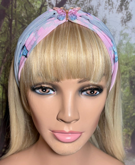 SCARF BAND-IT Exclusive Edition Pink/Blue/Gray Butterfly Theme Resin Butterfly