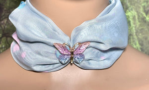 SCARF BAND-IT Exclusive Edition Pink/Blue/Gray Butterfly Theme Resin Butterfly