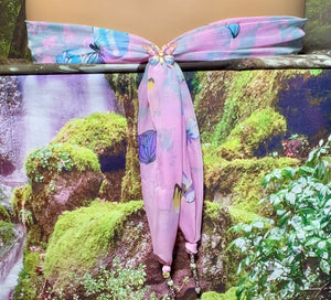 SCARF BAND-IT Exclusive Edition Pink/Blue/Gray Butterfly Theme Resin Butterfly