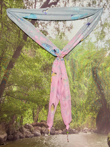 SCARF BAND-IT Exclusive Edition Pink/Blue/Gray Butterfly Theme Resin Butterfly