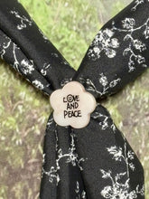 Load image into Gallery viewer, SCARF BAND-IT Exclusive Edition Black/White Floral Mother of Pearl &quot;LOVE AND PEACE&quot;