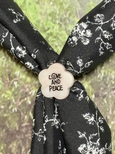 SCARF BAND-IT Exclusive Edition Black/White Floral Mother of Pearl "LOVE AND PEACE"