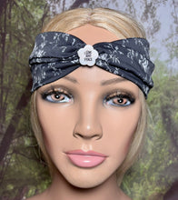 Load image into Gallery viewer, SCARF BAND-IT Exclusive Edition Black/White Floral Mother of Pearl &quot;LOVE AND PEACE&quot;
