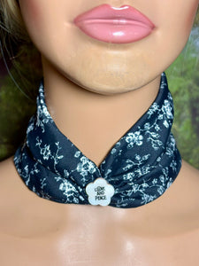 SCARF BAND-IT Exclusive Edition Black/White Floral Mother of Pearl "LOVE AND PEACE"
