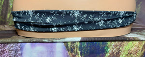 SCARF BAND-IT Exclusive Edition Black/White Floral Mother of Pearl "LOVE AND PEACE"