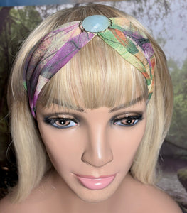 SCARF BAND-IT Exclusive Edition Multi Color Abstract Large Genuine Green Gemstone