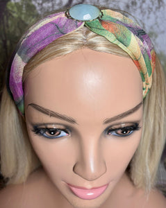 SCARF BAND-IT Exclusive Edition Multi Color Abstract Large Genuine Green Gemstone
