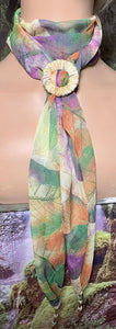 SCARF BAND-IT Exclusive Edition Multi Color Abstract Large Genuine Green Gemstone