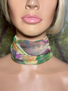 SCARF BAND-IT Exclusive Edition Multi Color Abstract Large Genuine Green Gemstone