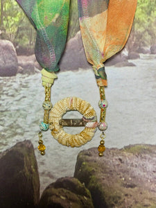 SCARF BAND-IT Exclusive Edition Multi Color Abstract Large Genuine Green Gemstone