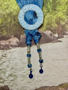 SCARF BAND-IT Exclusive Edition Blue Floral Theme Natural Scenic Holographic Stone/Shell