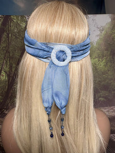 SCARF BAND-IT Exclusive Edition Blue Floral Theme Natural Scenic Holographic Stone/Shell