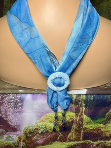 SCARF BAND-IT Exclusive Edition Blue Floral Theme Natural Scenic Holographic Stone/Shell