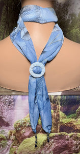SCARF BAND-IT Exclusive Edition Blue Floral Theme Natural Scenic Holographic Stone/Shell