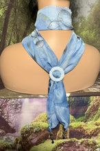 Load image into Gallery viewer, SCARF BAND-IT Exclusive Edition Blue Floral Theme Natural Scenic Holographic Stone/Shell