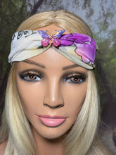 Load image into Gallery viewer, SCARF BAND-IT Exclusive Edition Fuchsia on Crème Floral Theme Resin Butterfly