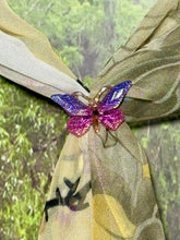 Load image into Gallery viewer, SCARF BAND-IT Exclusive Edition Fuchsia on Crème Floral Theme Resin Butterfly