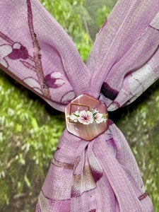 SCARF BAND-IT Exclusive Edition Mauve Shades Floral Theme Mother of Pearl Embossed Flower