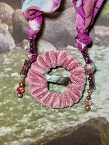 SCARF BAND-IT Exclusive Edition Mauve Shades Floral Theme Mother of Pearl Embossed Flower