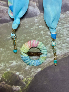 SCARF BAND-IT Exclusive Edition Blue Shades Butterfly Theme Genuine Gemstone
