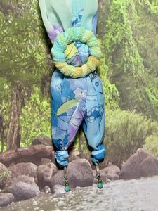 SCARF BAND-IT Exclusive Edition Subtle Green Shades Floral Bird Theme Resin Butterfly