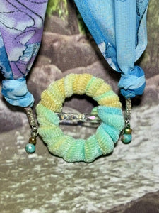 SCARF BAND-IT Exclusive Edition Subtle Green Shades Floral Bird Theme Resin Butterfly
