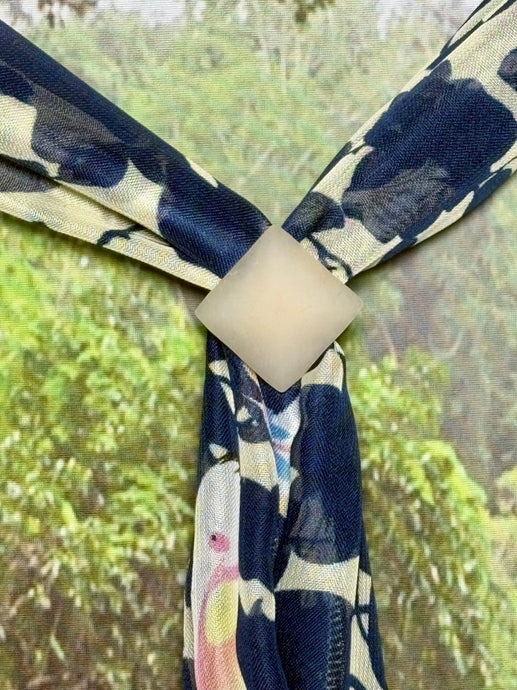 SCARF BAND-IT Exclusive Edition Subtle Yellow Dark Blue Butterfly Theme Genuine Gemstone