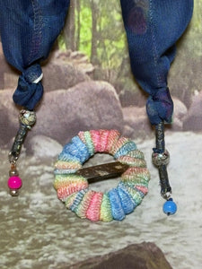 SCARF BAND-IT Exclusive Edition Subtle Yellow Dark Blue Butterfly Theme Genuine Gemstone