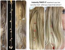 Load image into Gallery viewer, Exclusive Edition Jeweled XTension Lt. Blue Faceted Crystal Buds on Stretchy Unbreakable Cord Bonus Butterfly Endings