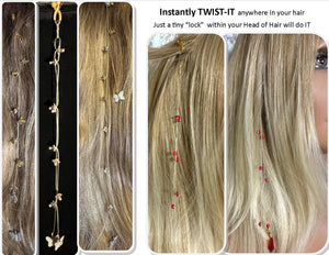 Exclusive Edition Jeweled XTension Lt. Blue Faceted Crystal Buds on Stretchy Unbreakable Cord Bonus Butterfly Endings
