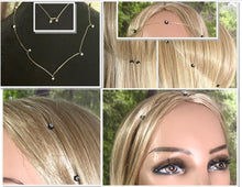 Load image into Gallery viewer, Designer Edition Jeweled XTension Repositionable Champagne Faceted Crystal Buds on Black Unbreakable Thread Bonus Portable Instant END-ITs (2 Horses) or (Dove &amp; Sword)